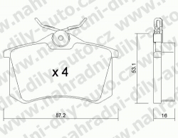 Brzdové destičky ZADNÍ, GDB1330_MAX, RENAULT CLIO III