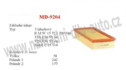 vzduchový filtr, MD-9204, BMW X3 01/04-