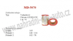 vzduchový filtr, MD-5070, CITROEN SAXO 02/96-04/04