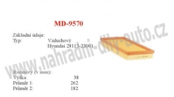vzduchový filtr, MD-9570, HYUNDAI LANTRA II 11/95-09/00