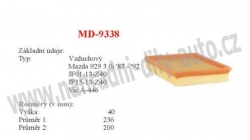 vzduchový filtr, MD-9338, MAZDA MPV I (LV)  03/95-09/99