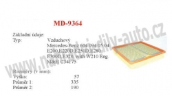 vzduchový filtr, MD-9364, MERCEDES E-CLASS (W210)  06/95-03/02