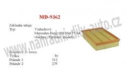 vzduchový filtr, MD-9362, MERCEDES SPRINTER 3-t (903)  01/95-05/06