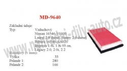 vzduchový filtr, MD-9640, NISSAN ALMERA I (N15)  07/95-07/00
