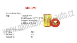 vzduchový filtr, MD-690, PEUGEOT BOXER 03/94-04/02
