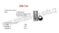 vzduchový filtr, MD-744, RENAULT 19 II 01/91-06/96