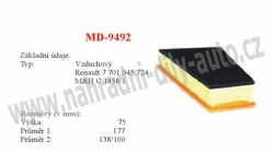 vzduchový filtr, MD-9492, RENAULT CLIO II 09/98-