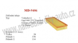 vzduchový filtr, MD-9406, RENAULT SAFRANE I (B54_)  11/92-07/96