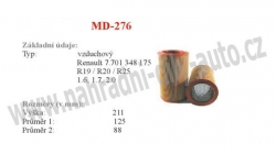 vzduchový filtr, MD-276, RENAULT MEGANE SCENIC  (JA0)  09/96-08/01