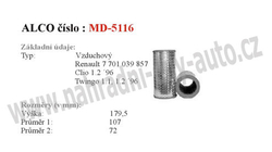 vzduchový filtr, MD-5116, RENAULT TWINGO 03/93-