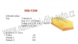 vzduchový filtr, MD-9208, SEAT TOLEDO I (1L)  01/91-03/99