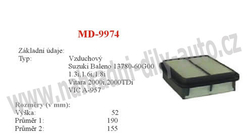 vzduchový filtr, MD-9974, SUZUKI BALENO 03/95-05/02