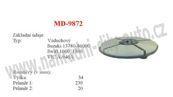 vzduchový filtr, MD-9872, SUZUKI SWIFT 10/83-