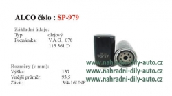 olejový filtr, SP-979, AUDI A6 (4A-4B-C4-C5) 06/94-04/04