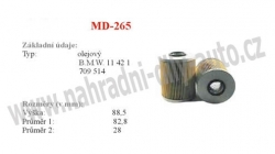 olejový filtr, MD-265, BMW 3 (E30)  09/82-01/92