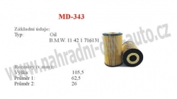 olejový filtr, MD-343, BMW 3 (E36)  09/90-08/00