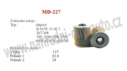 olejový filtr, MD-227, BMW 5 (E34)  12/87-01/97