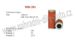 olejový filtr, MD-281, DAEWOO (CHEVROLET) MUSSO (FJ)  01/99- 
