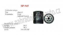 olejový filtr, SP-945, FORD FIESTA V (JH_)  11/01-