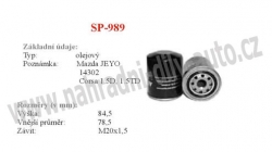 olejový filtr, SP-989, MAZDA MPV I (LV)  03/95-09/99