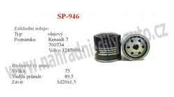 olejový filtr, SP-946, RENAULT MEGANE SCENIC  (JA0)  09/96-08/01