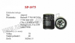 olejový filtr, SP-1075, RENAULT TWINGO 03/93-