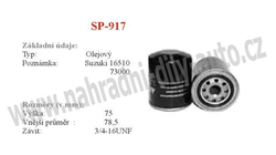 olejový filtr, SP-917, SUZUKI SWIFT 10/83-