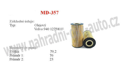 olejový filtr, MD-357, VOLVO S70 11/96-11/00