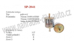palivový filtr, SP-2041, NISSAN ALMERA I (N15)  07/95-07/00
