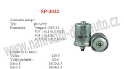 palivový filtr, SP-2022, PEUGEOT 205 I 02/83-12/94