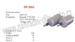 palivový filtr, SP-2061, PEUGEOT 206 CC 09/00-