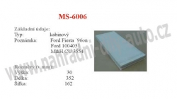 kabinový (pylový) filtr, MS-6006, MAZDA 121 III [JASM, JBSM] 03/96-