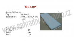 kabinový (pylový) filtr, MS-6105, OPEL ASTRA F  09/91-01/05