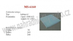 kabinový (pylový) filtr, MS-6160, OPEL ASTRA G  02/98-10/05