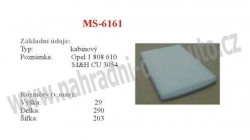 kabinový (pylový) filtr, MS-6161, OPEL ASTRA H 03/04-