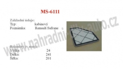 kabinový (pylový) filtr, MS-6111, RENAULT SAFRANE I [B54_] 11/92-07/96