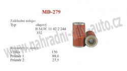 olejový filtr, MD-279, BMW 3 (E36)  09/90-08/00