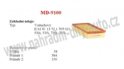 vzduchový filtr, MD-9100, BMW 5 (E34)  12/87-01/97