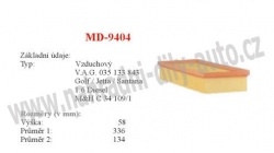 vzduchový filtr, MD-9404, VOLKSWAGEN GOLF II 08/83-12/92