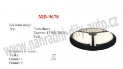 vzduchový filtr, MD-9678, DAEWOO (CHEVROLET) TICO (KLY3)  02/95-12/00