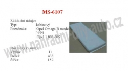 kabinový (pylový) filtr, MS-6107, OPEL OMEGA B 03/94-07/03