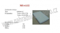 kabinový (pylový) filtr, MS-6132, VOLVO S90 11/96-10/98
