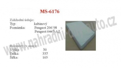 kabinový (pylový) filtr, MS-6176, PEUGEOT 206 [2A/C] 08/98-