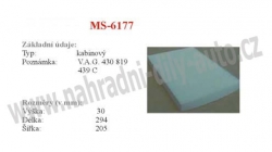kabinový (pylový) filtr, MS-6177, AUDI A6 [4A,4B,C4,C5]06/94-04/04