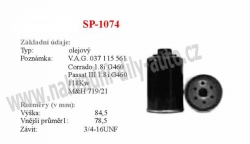 olejový filtr, SP-1074, VOLKSWAGEN GOLF II 08/83-12/92