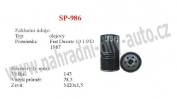 olejový filtr, SP-986, FIAT DUCATO 07/82-